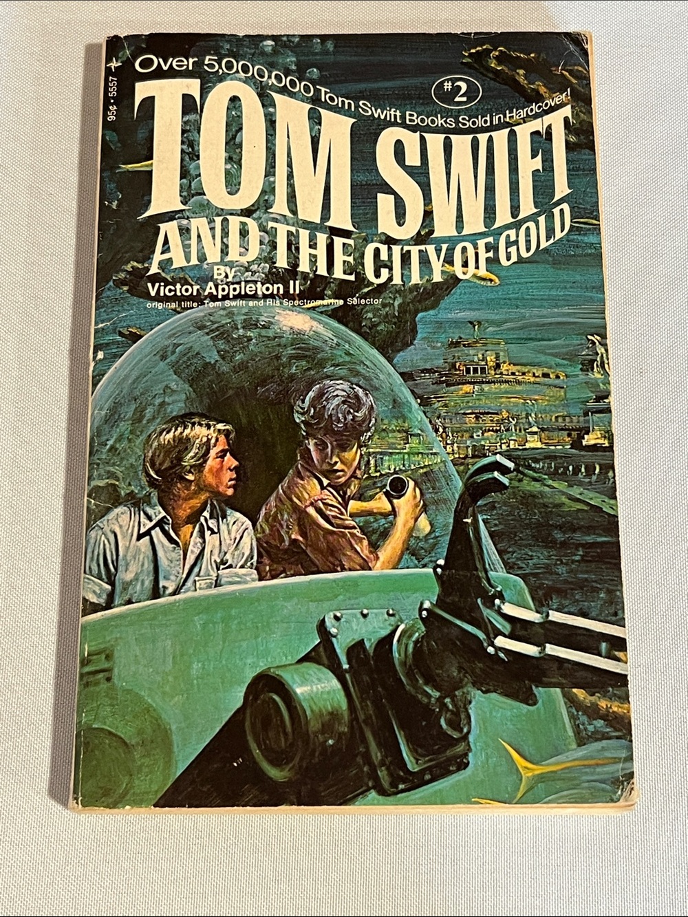 Vintage 1960 Tom Swift and the City of Gold Paperback Book - Teal & Gold Cover